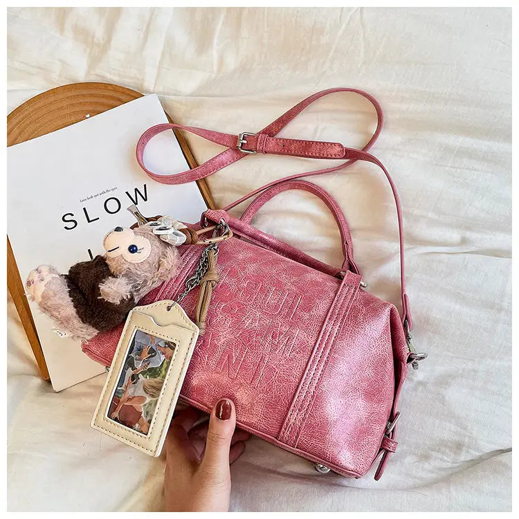 Borsa a tracolla a tracolla in pelle morbida con cerniera per donna