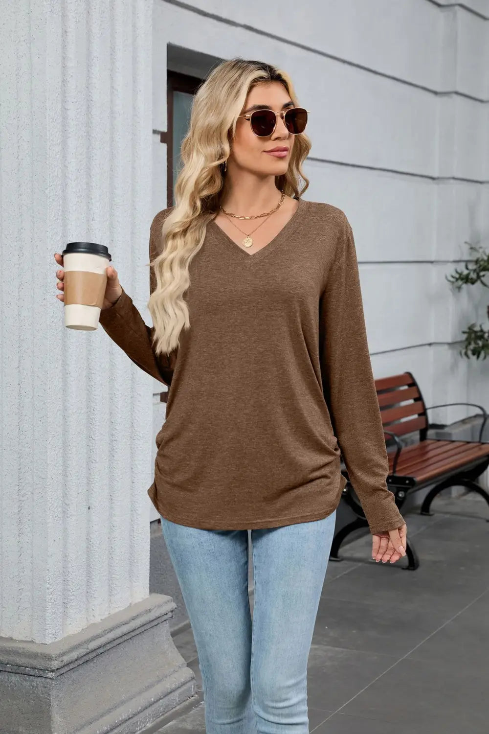 Frauen gefalteter Pullover Pullover personalisierte Farben Casual Workwear S-XXL