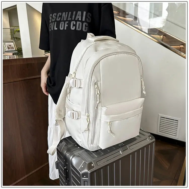 Solid Color School Rucksack Polyester Nylon Urban Umhängetasche für Männer und Frauen