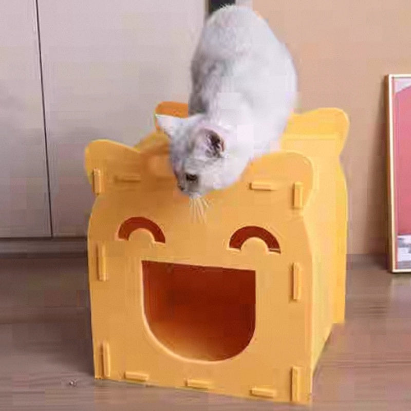 Felt Cat Bed Cave Smiley Nest Indoor Cozy House for Cats - Teleplus cat bed