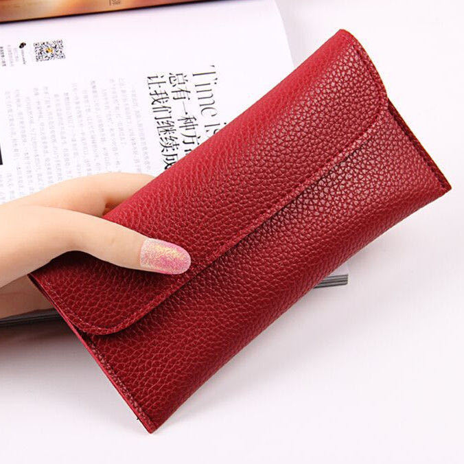 Female PU Leather Card Holder with Cash and Passport Pocket for United States Markets - Wide Witty 5cm Women’s Bag All