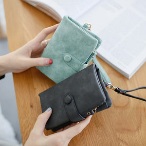 Female PU Leather Wallet with Multiple Folds and Secure Compartments for United States Buyers - Foldable Purse