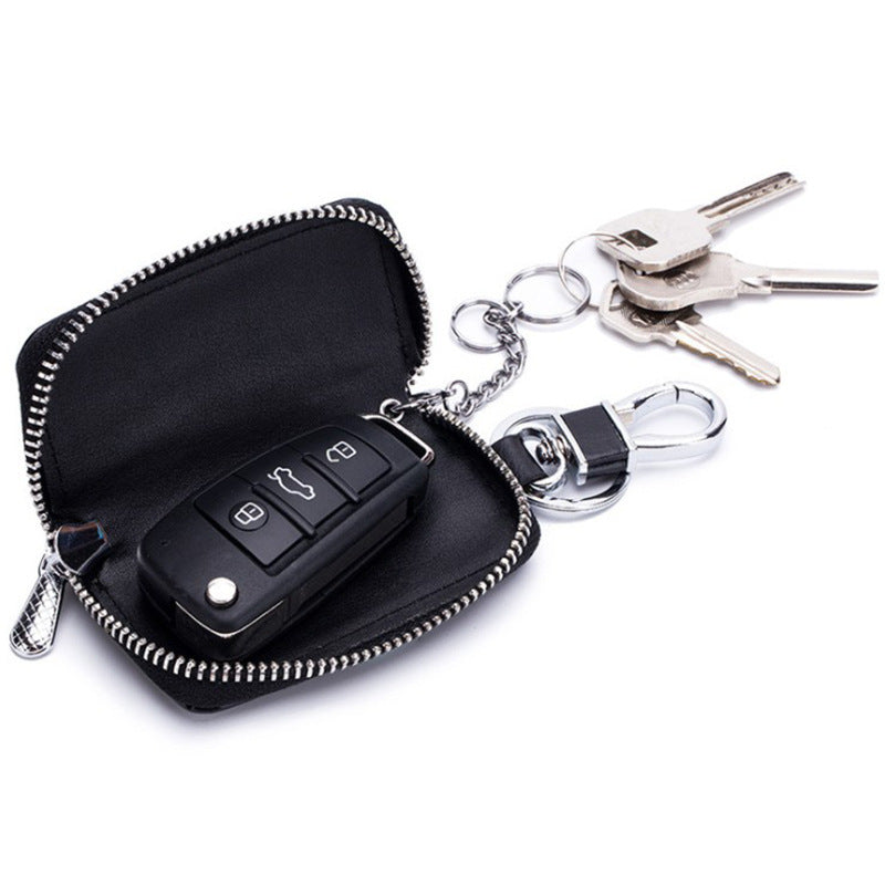 Leather Zipper Car Key Case - Chic Leather Zipper Car Key Case for Style on Wheels