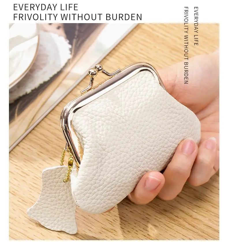 Sparán fíor na mban leathair le líneáil poileistir dath soladach