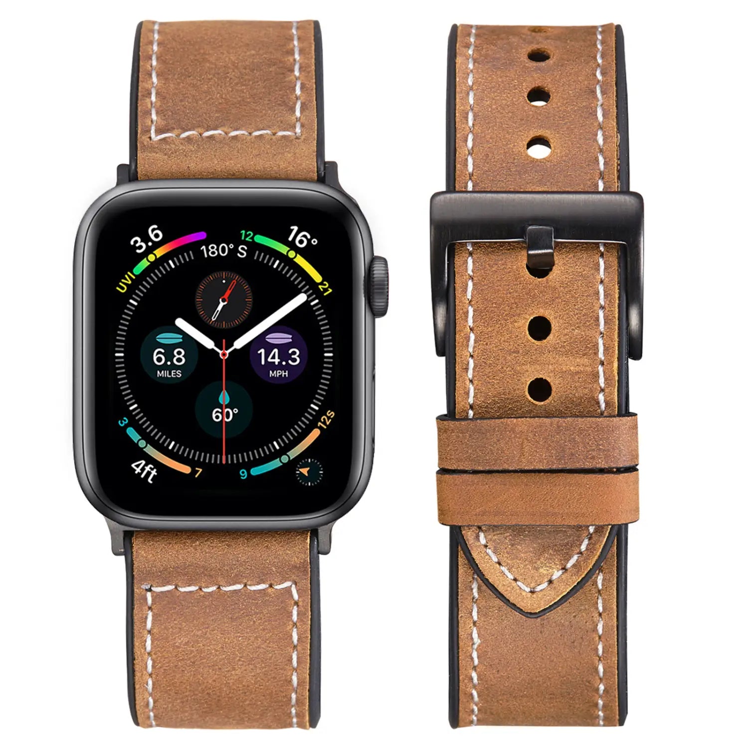 Watch Strap Silicone Patch Crazy Horse Retro Leather Thin