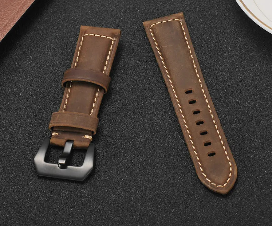 Crazy Horse Leather Hand Calfskin Leather Strap 20 22 24 26mm