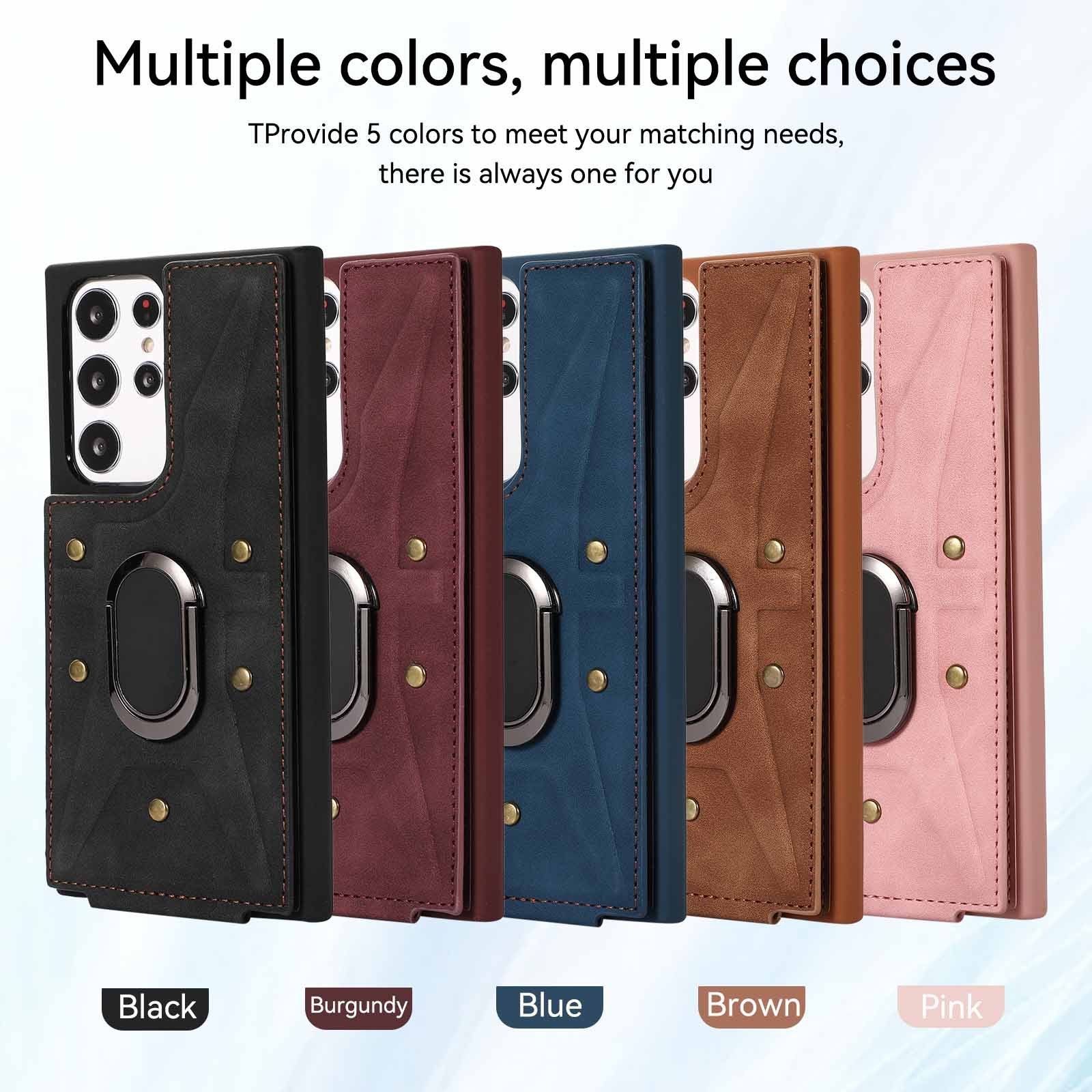 Finger Ring Buckle Multi Card Leather Case Phone Case - Finger Ring Buckle Multi Card Phone Case for Samsung