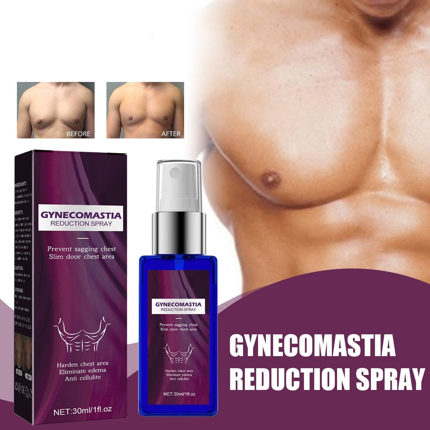 Muscles Shaping Spray for Chest and Firming Breast 30ml with Natural Extracts - Laugh Your Way to chest muscles shaping