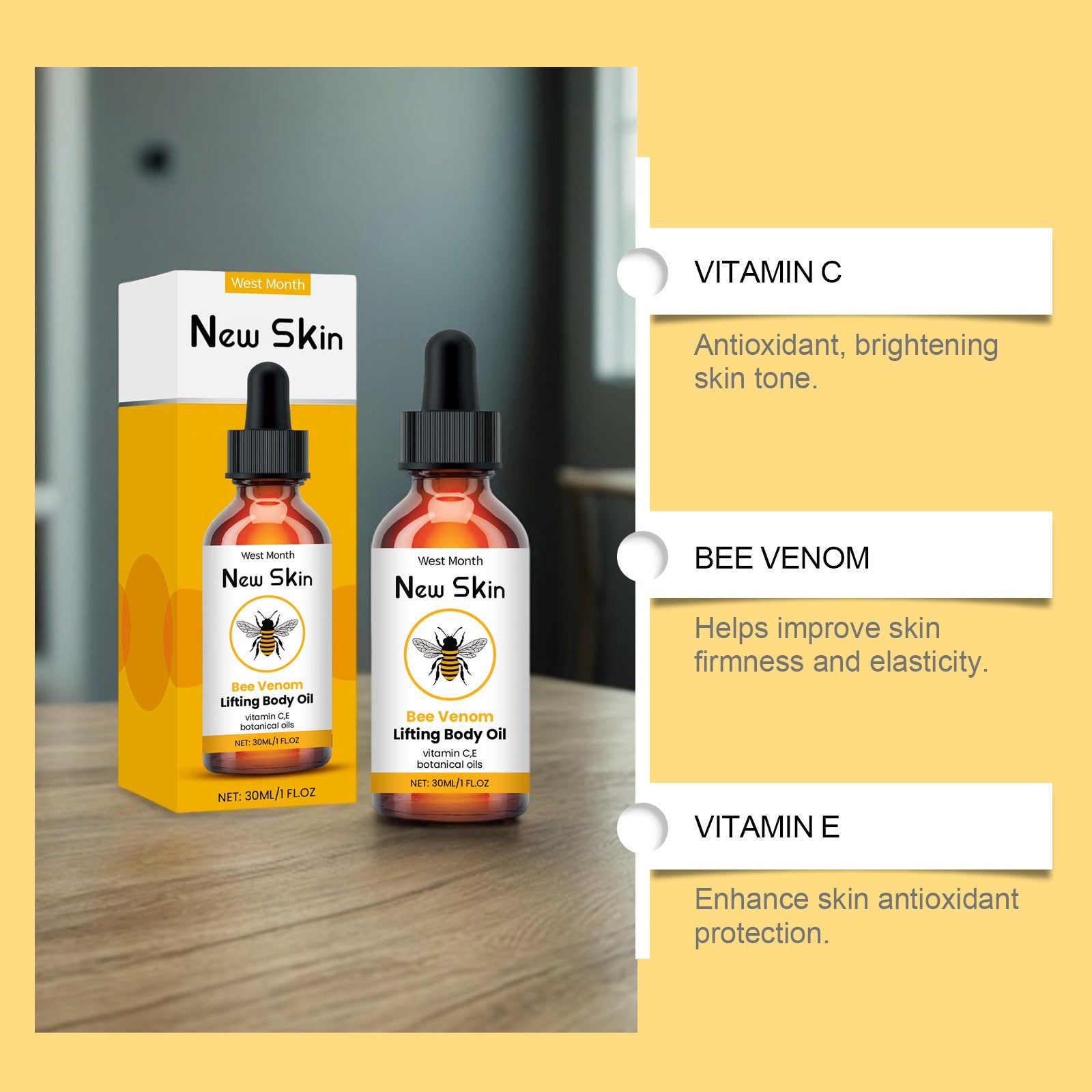 Firming Skin Care Essential Oil with Water Bee Venom Vitamin C and E - Teleplus care essential bee venom firming skin