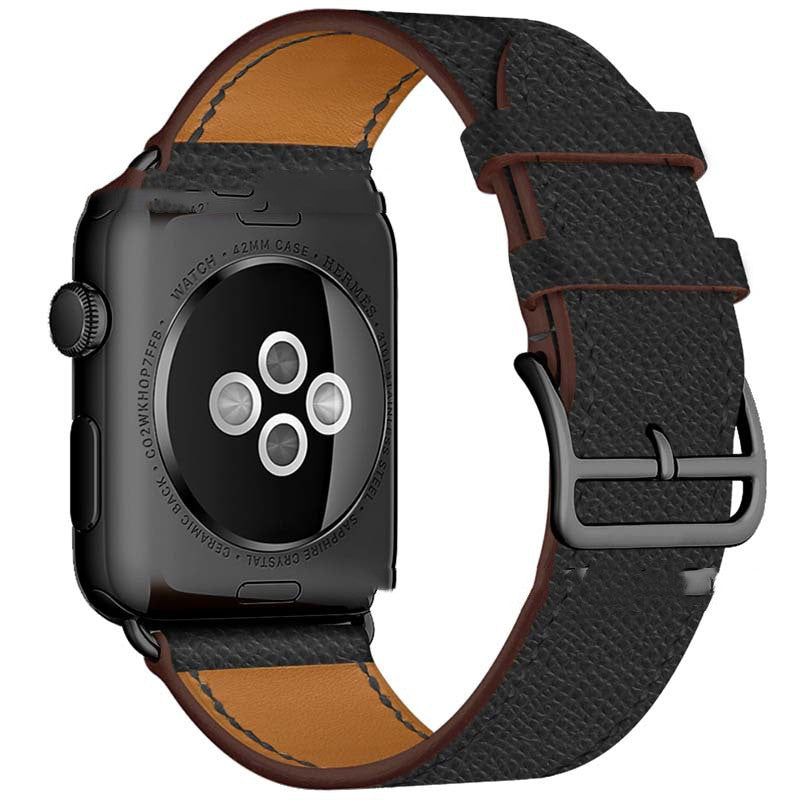 First Layer Cowhide Leather Watch Strap - Wine Red Genuine Leather Apple Watch Strap Upgrade