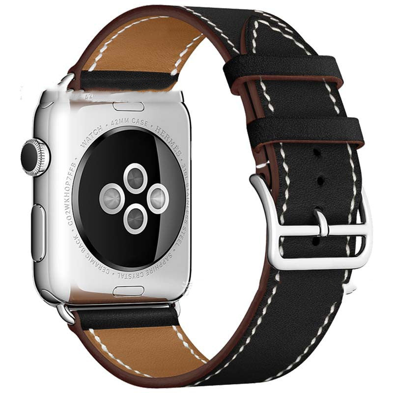 First Layer Cowhide Leather Watch Strap - Wine Red Genuine Leather Apple Watch Strap Upgrade