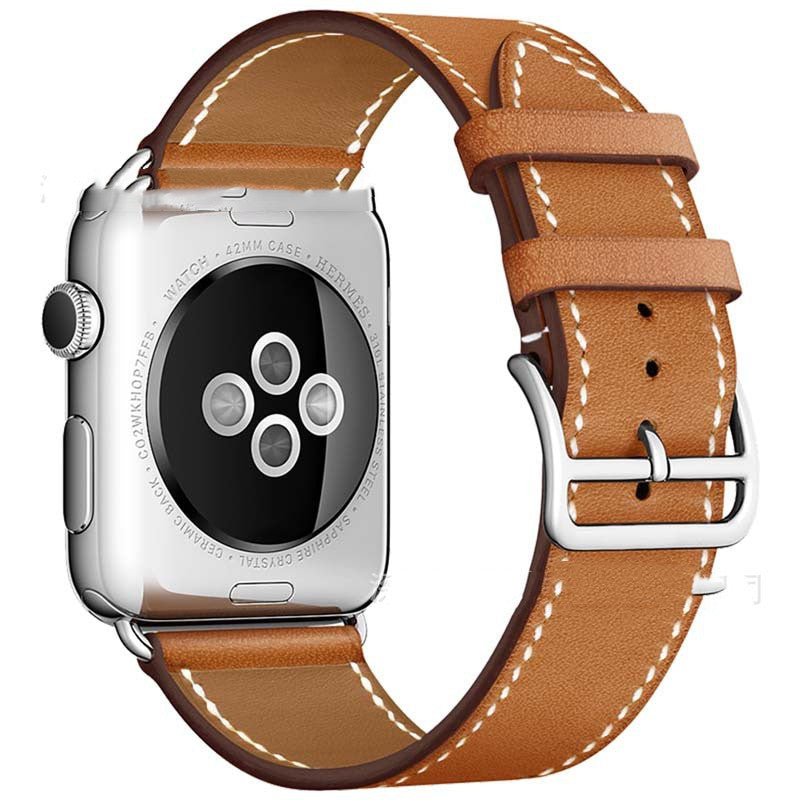 First Layer Cowhide Leather Watch Strap - Wine Red Genuine Leather Apple Watch Strap Upgrade