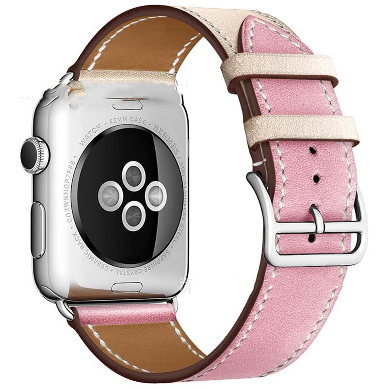 First Layer Cowhide Leather Watch Strap - Wine Red Genuine Leather Apple Watch Strap Upgrade