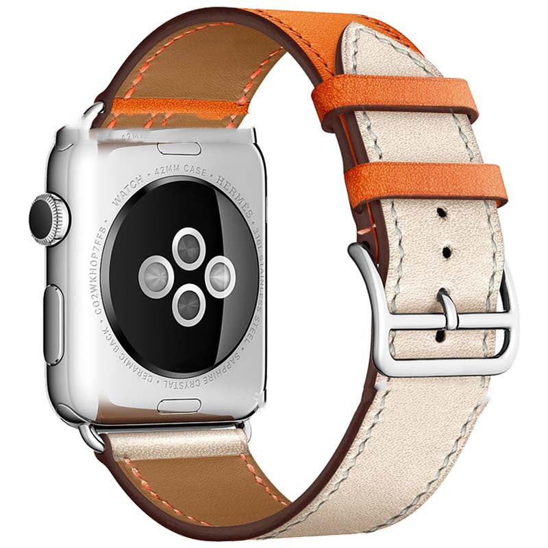 First Layer Cowhide Leather Watch Strap - Wine Red Genuine Leather Apple Watch Strap Upgrade