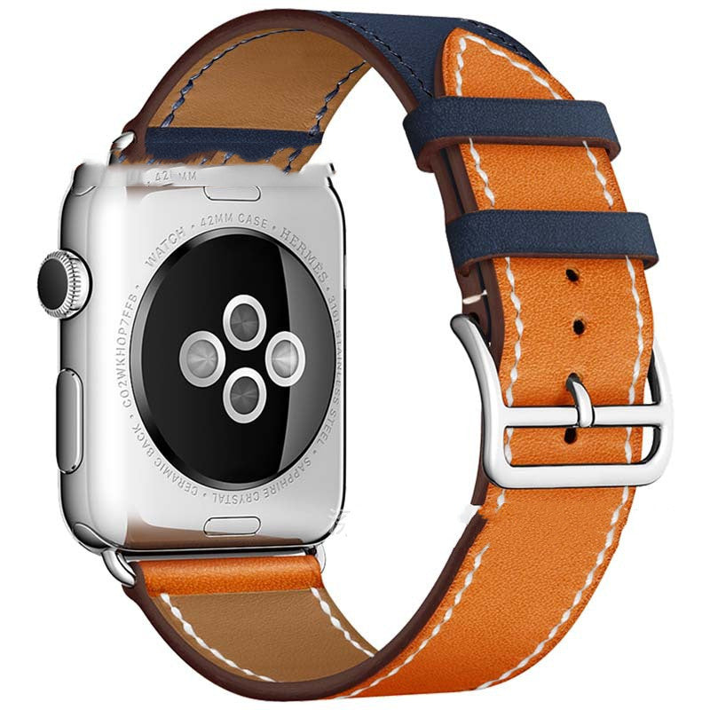 First Layer Cowhide Leather Watch Strap - Wine Red Genuine Leather Apple Watch Strap Upgrade