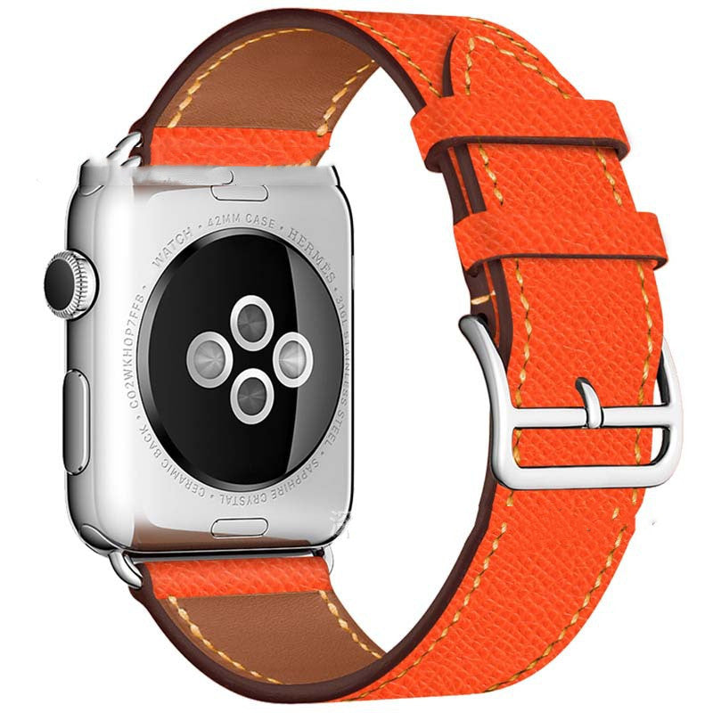 First Layer Cowhide Leather Watch Strap - Wine Red Genuine Leather Apple Watch Strap Upgrade