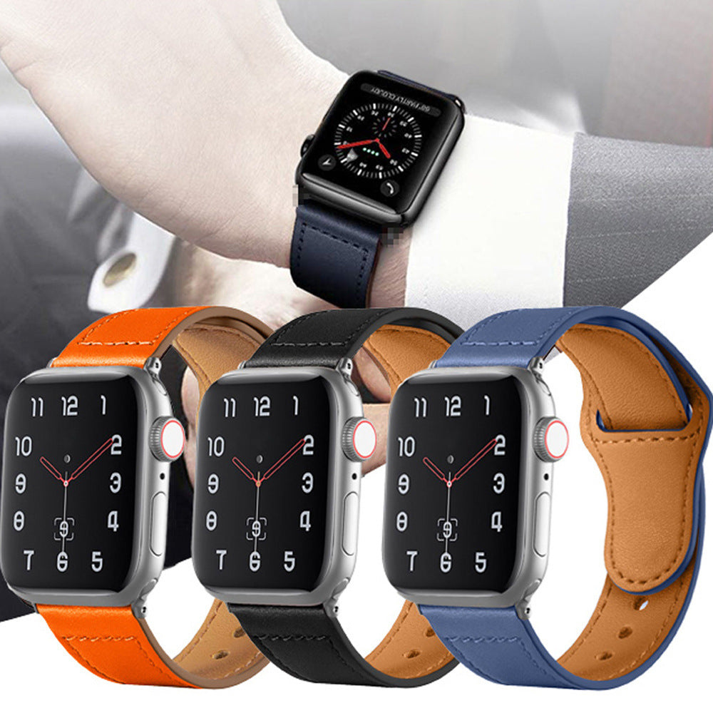 Layer Leather Strap for Watches in Multiple Colors and Sizes - First with Rivet Back Buckle layer leather strap