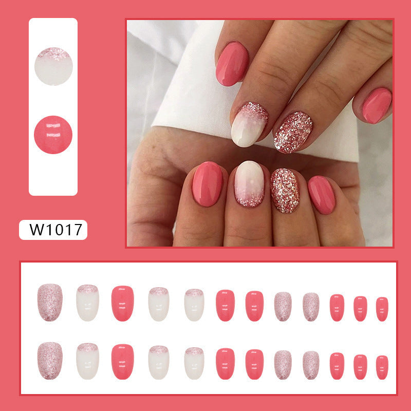 Flash Rose Pink Nail Tips with Oval Round Head for American Ins Style - Teleplus american ins style oval round head