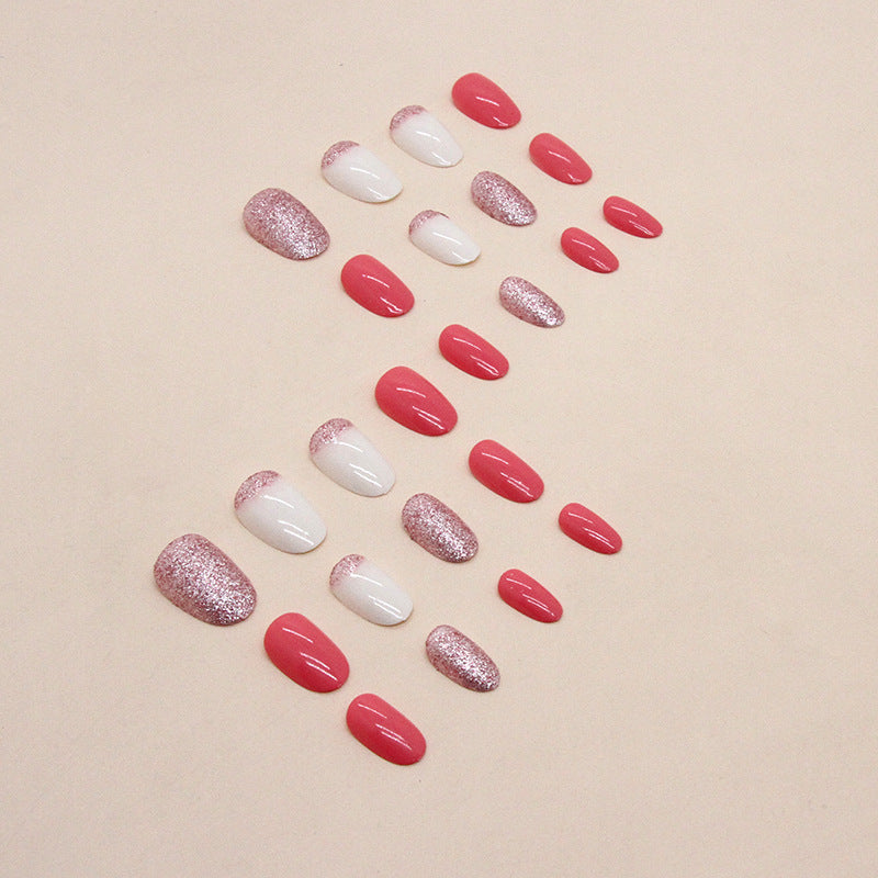 Flash Rose Pink Nail Tips with Oval Round Head for American Ins Style - Teleplus american ins style oval round head