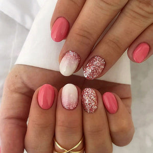 Flash Rose Pink Nail Tips with Oval Round Head for American Ins Style - Teleplus american ins style oval round head
