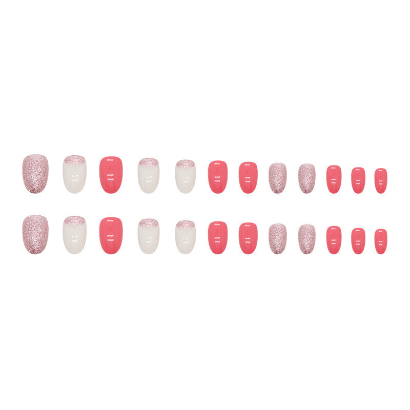 Flash Rose Pink Nail Tips with Oval Round Head for American Ins Style - Teleplus american ins style oval round head