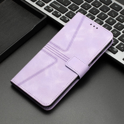 Flip Card Leather Case Geometric Phone Case - Geometric Line Leather Case with Short Hand Rope