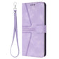 Flip Card Leather Case Geometric Phone Case - Geometric Line Leather Case with Short Hand Rope