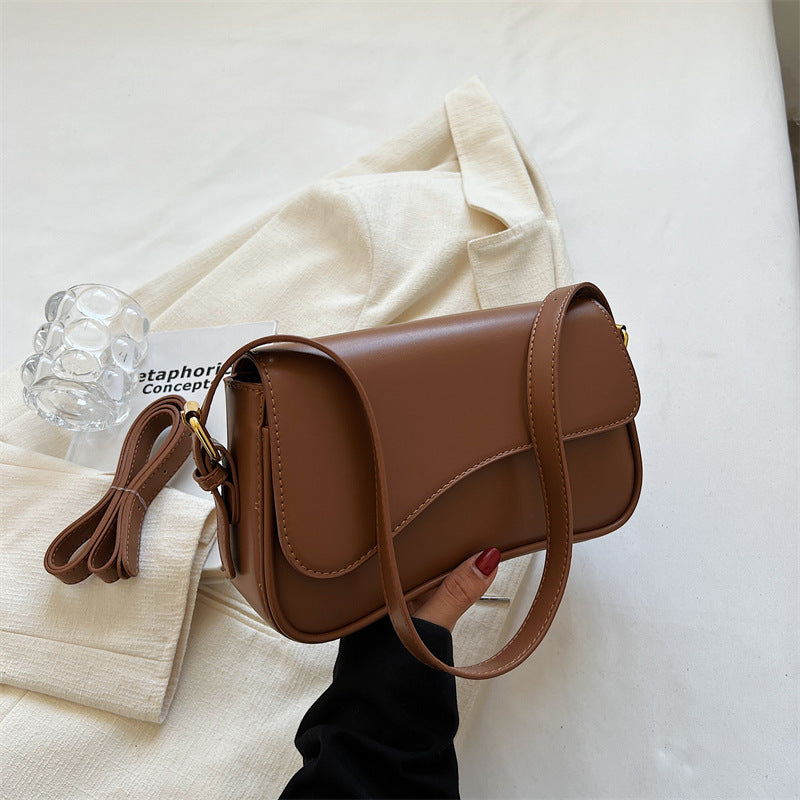 Flip Magnetic Buckle Shoulder Bag with Internal Zipper and Sandwich Pocket - Teleplus flip magnetic buckle shoulder bag