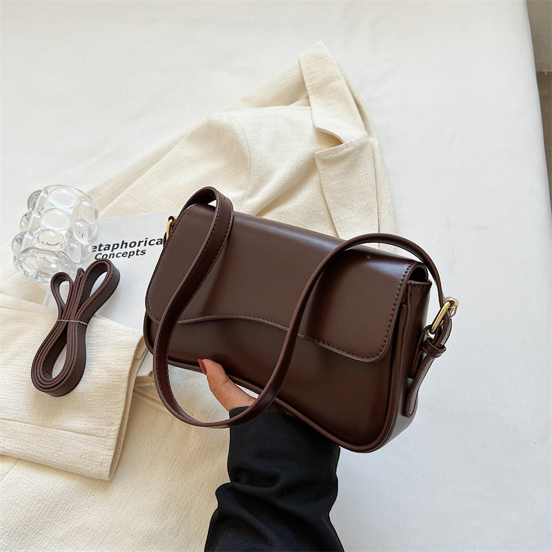 Flip Magnetic Buckle Shoulder Bag with Internal Zipper and Sandwich Pocket - Teleplus flip magnetic buckle shoulder bag