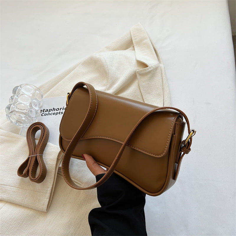 Flip Magnetic Buckle Shoulder Bag with Internal Zipper and Sandwich Pocket - Teleplus flip magnetic buckle shoulder bag