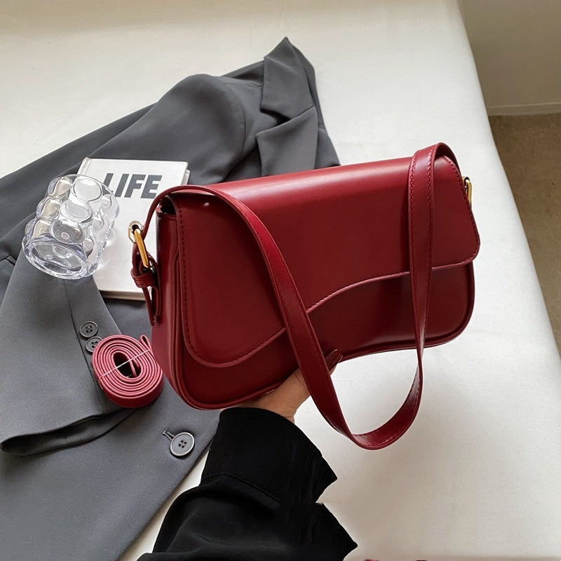 Flip Magnetic Buckle Shoulder Bag with Internal Zipper and Sandwich Pocket - Teleplus flip magnetic buckle shoulder bag