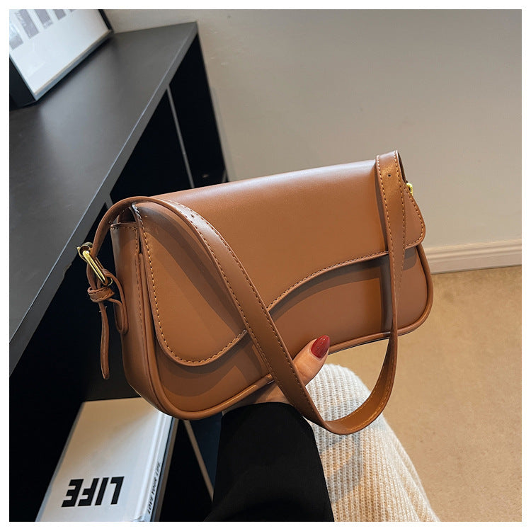 Flip Magnetic Buckle Shoulder Bag with Internal Zipper and Sandwich Pocket - Teleplus flip magnetic buckle shoulder bag