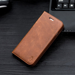 Leather Flip Phone Case for iPhone 12 Pro Max and Series - Crazy Horse Pattern flip phone case
