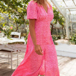 Floral A-Line Skirt for Women Red Yellow Mid-Length Loose Waist Stylish Clothing - Teleplus