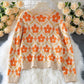 Floral Apricot Jacquard Cardigan Womens Viscose Knit Street Fashion Sweater - Teleplus