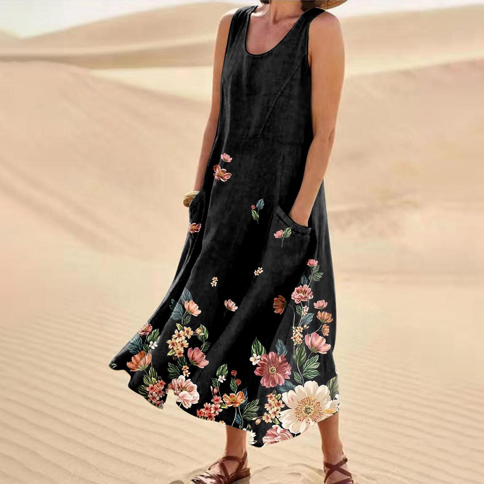 Floral Pattern Long Skirt with Shoulder Strap and 3D Design - Teleplus
