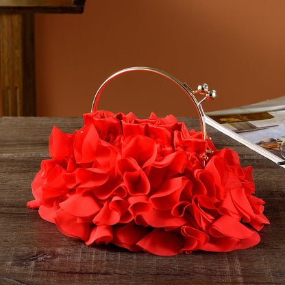 Floral Polyester Banquet Bag Suitcase in Black Red and Champagne - banquet bag