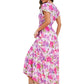 Floral Print Long A-Line Skirt Lace Up Mid Waist Boho Pullover Maxi - Teleplus