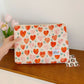 Floral Storage Pouch Breathable Cloth Bag with Green Flower and Red Heart Designs - Design