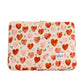 Floral Storage Pouch Breathable Cloth Bag with Green Flower and Red Heart Designs - Design