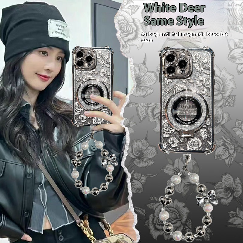 Flower Glitter Magnetic Gradient Flash Card with Drop-Resistant Bracket - gradient flash card flower] glitter magnetic