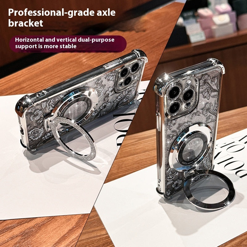 Flower Glitter Magnetic Gradient Flash Card with Drop-Resistant Bracket - gradient flash card flower] glitter magnetic