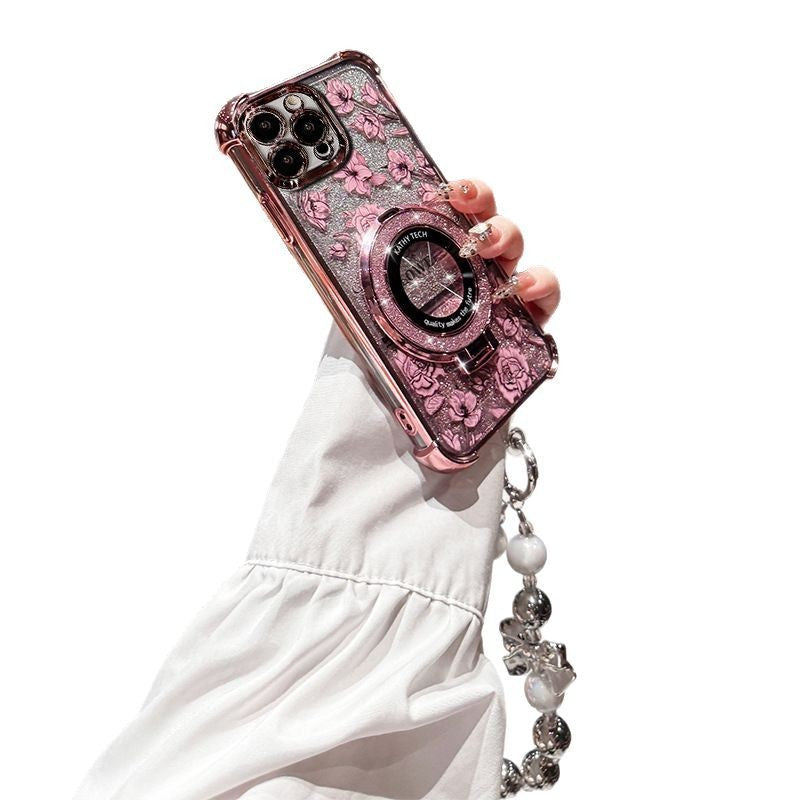 Flower Glitter Magnetic Gradient Flash Card with Drop-Resistant Bracket - gradient flash card flower] glitter magnetic