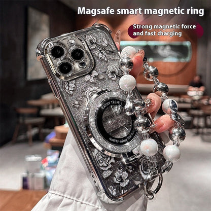 Flower Glitter Magnetic Gradient Flash Card with Drop-Resistant Bracket - gradient flash card flower] glitter magnetic