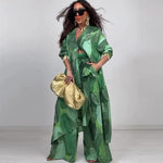 Flowers and Plants Fabric Polyester Pants with Long Sleeves in Multiple Sizes - Teleplus Flower Plant Pattern for Women