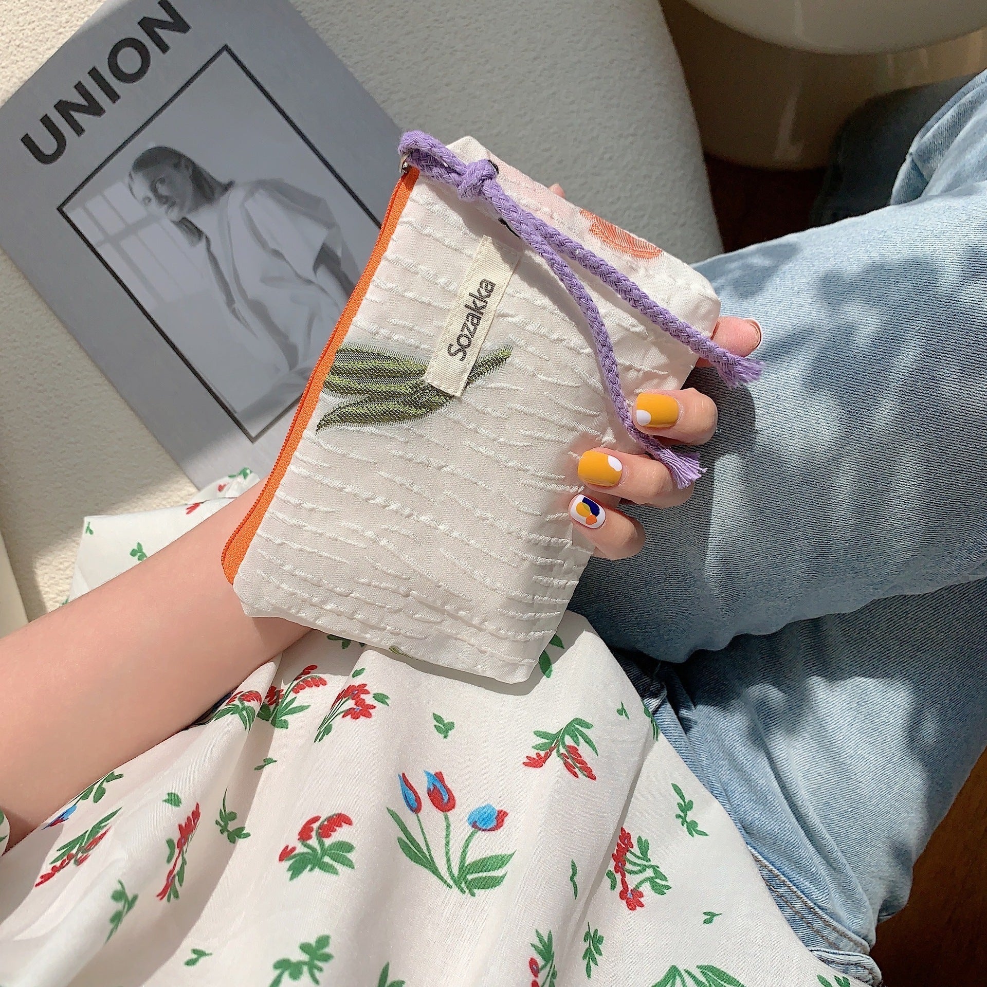 Flowers Lining Cotton Fabric with Pastoral and Grape Purple Patterns for US Tensile Strength - Bubble Big Flower Bag