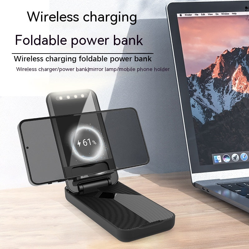 Folding 5W Fast Charge 10000 MA With Light Mirror Power Bank - Folding 5W Fast Charge Power Bank with Light Mirror