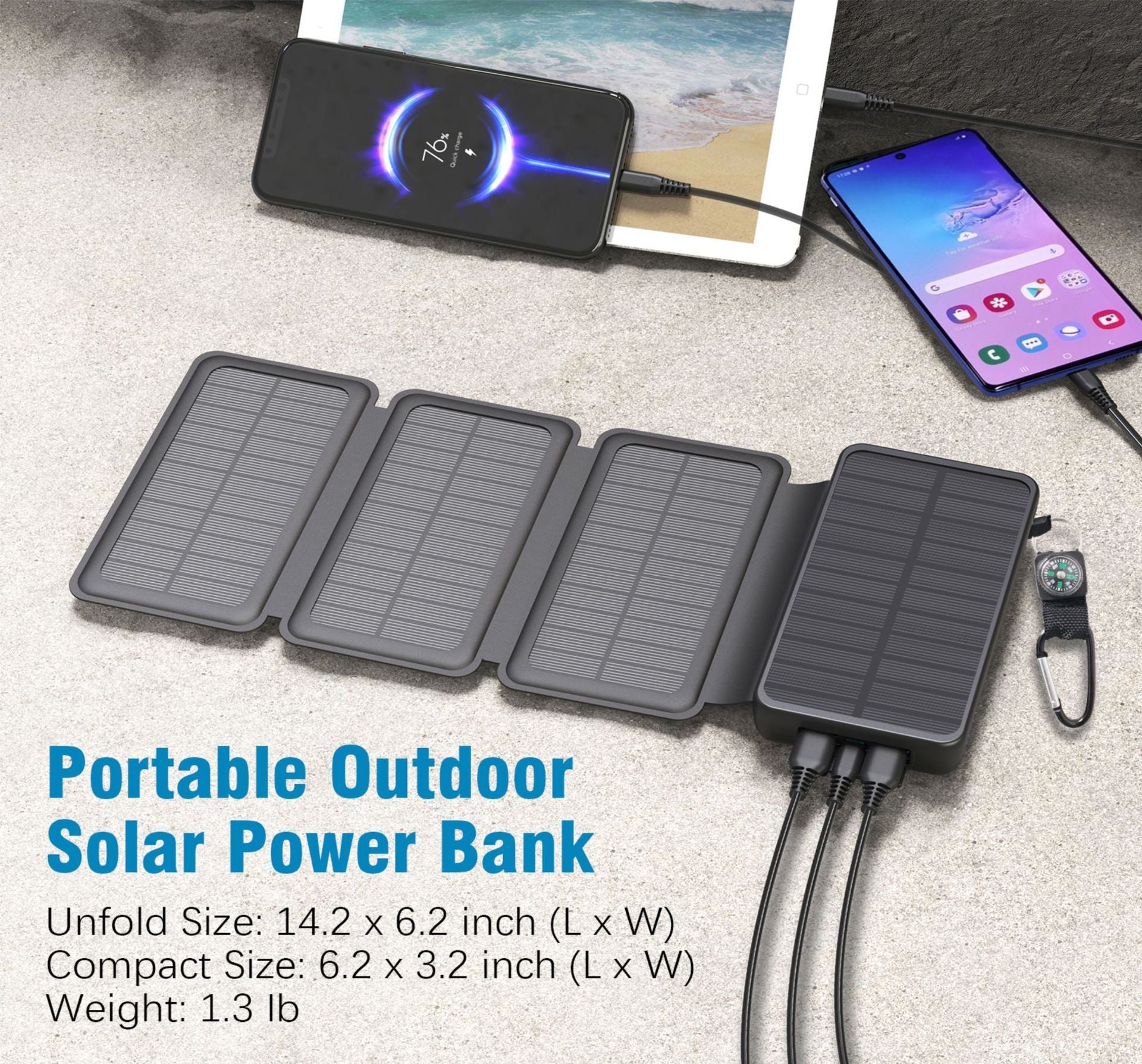 Folding Fast Charge Solar Charging Unit 20000 MA Large Capacity Portable Outdoor Folding Mobile Power Supply - Folding