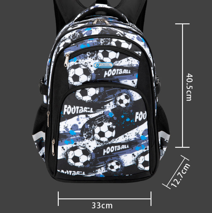 Football Schoolbag Elementary School Boy - Score Big with Football Black Schoolbag Fun