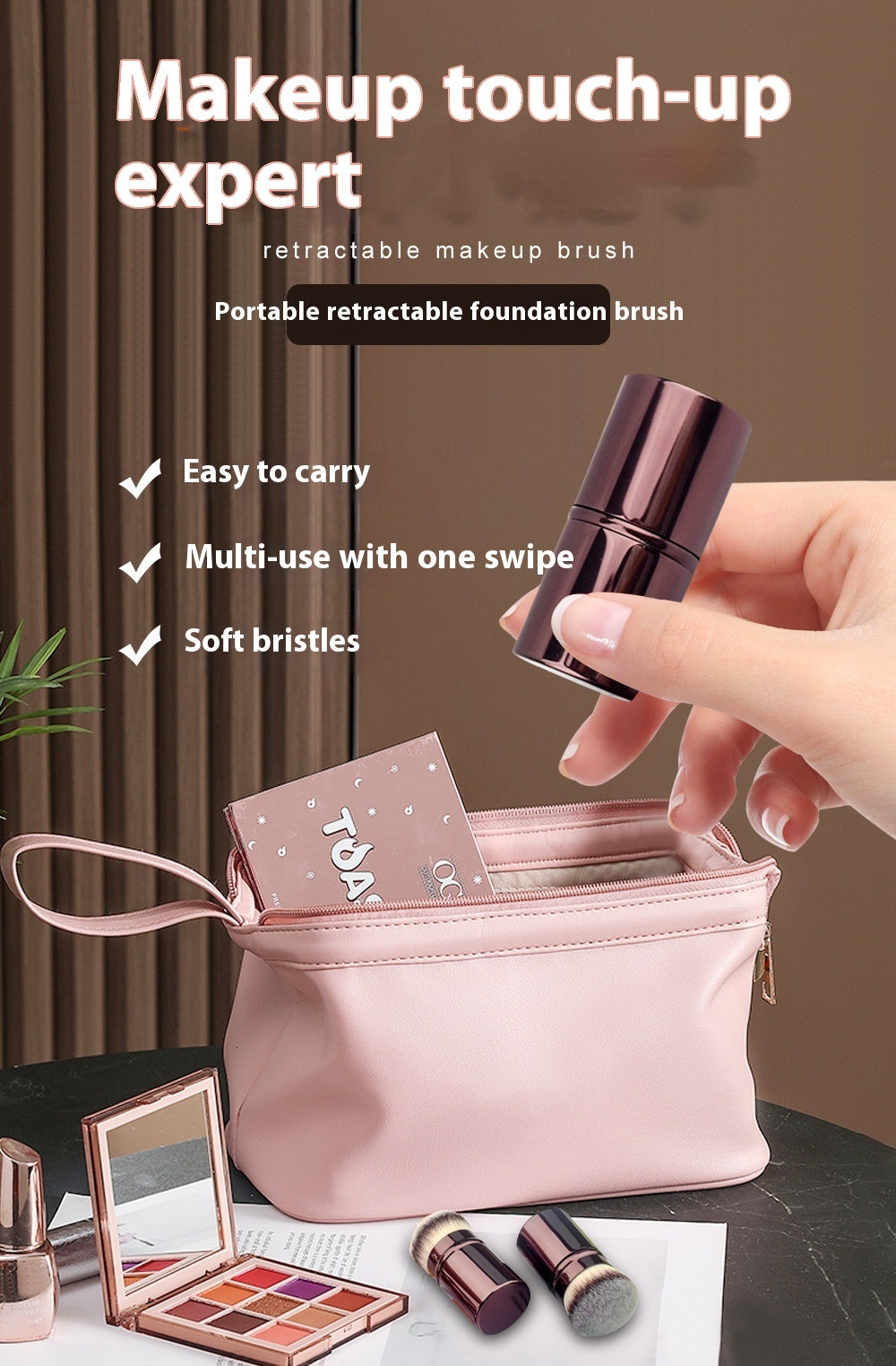 Foundation Makeup Brush with Artificial Fiber and Telescopic Handle - Teleplus foundation makeup brush eat